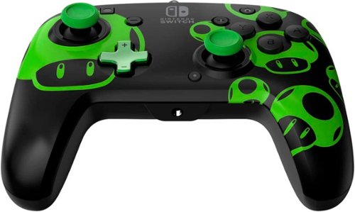 PDP - REMATCH Wired Controller: 1-Up Glow in the Dark For Nintendo Switch, Nintendo Switch - OLED Model - Green/Black