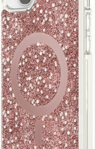 kate spade new york - Protective Hardshell Magsafe Case for iPhone 14 Plus - Chunky Glitter Rose Gold