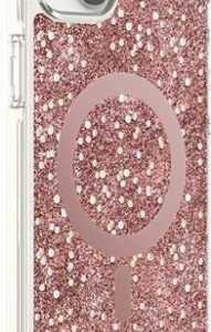 kate spade new york - Protective Hardshell Magsafe Case for iPhone 14 Plus - Chunky Glitter Rose Gold