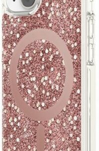 kate spade new york - Protective Hardshell Magsafe Case for iPhone 14 and iPhone 13 - Chunky Glitter Rose Gold