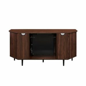 Walker Edison - Contemporary Corner Fireplace TV Stand for Most TVs up to 65” - Dark Walnut/Black