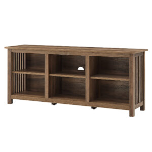 Walker Edison - Mission-Style 6-Cubby TV Stand for Most TVs up to 65” - Rustic Oak