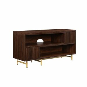 Walker Edison - Contemporary Extendable Fluted-Door TV Stand for Most TVs up to 55” - Dark Walnut/Gold