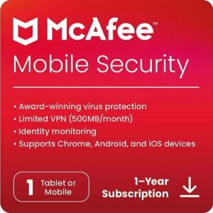 McAfee Mobile Security (1 Device) Antivirus Software (1-Year Subscription) - Android, Apple iOS [Digital]