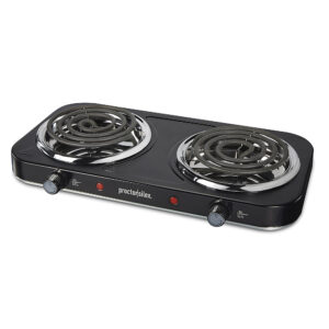 Proctor Silex - Electric Double Burner Cooktop with Adjustable Temperature - BLACK