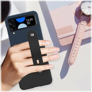 SaharaCase - FingerGrip Series Case with Strap for Samsung Galaxy Z Flip4 - Black/Blue