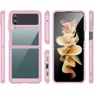 SaharaCase - Hybrid-Flex Hard Shell Case for Samsung Galaxy Z Flip4 - Clear/Pink