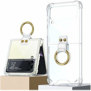 SaharaCase - Hybrid-Flex Hard Shell with Ring Case for Samsung Galaxy Z Flip4 - Clear