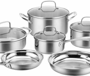 Cuisinart - Classic Tri-Ply 10-Piece Cookware Set - Stainless Steel