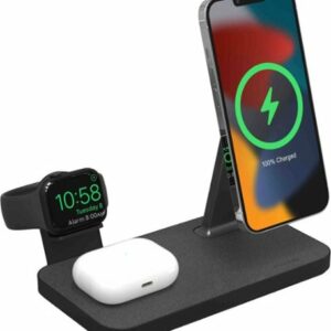 mophie - snap+ 3-in-1 wireless charging stand and Watch Adapters with MagSafe Compatibility - Black