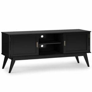 Simpli Home - Draper Mid Century Low TV Media Stand - Black