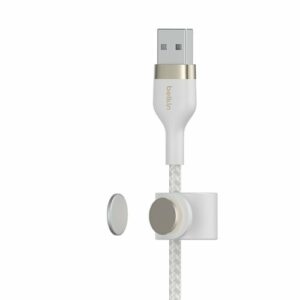 Belkin - BOOSTCHARGE PRO Flex 6.6ft Braided Silicone USB-A Cable with Lightning Connector for iPhone - White