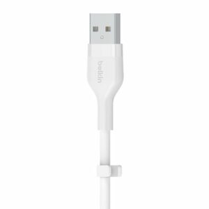 Belkin - BoostCharge Flex Silicone USB-A to Lightning Cable 6.6FT, MFi-Certified Charging Cable for iPhone Series with Cable Clip - White