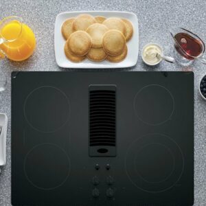 GE Profile - 30" Built-In Downdraft Electric Cooktop with 4 Burners - Black