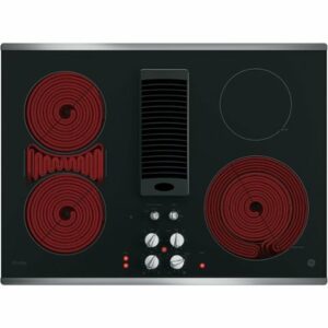 GE Profile - 30" Built-In Downdraft Electric Cooktop with 4 Burners - Stainless Steel