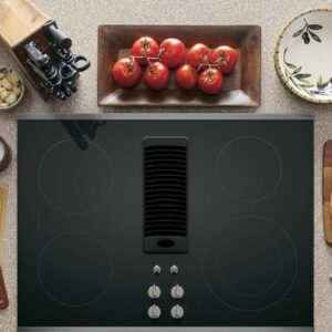 GE Profile - 30" Built-In Downdraft Electric Cooktop with 4 Burners - Stainless Steel