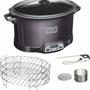 Weston - 2-in-1 Indoor Smoker and Slow Cooker - STAINLESS STEEL