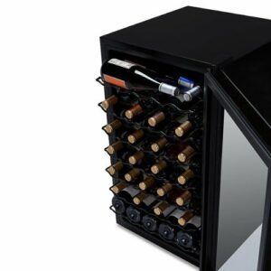 NewAir - 51-Bottle Wine Cooler with Mirrored Double-Layer Tempered Glass Door & Compressor Cooling, Digital Temperature Control - Black