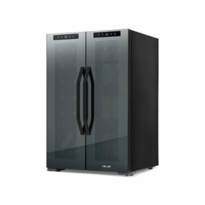 NewAir - 12-Bottle & 39-Can Dual Zone Wine Cooler with Mirrored Glass Door & Compressor Cooling, Digital Temperature Control - Black