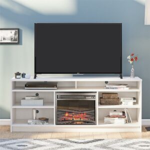 Ameriwood Home - Hendrix 65" TV Stand with Electric Fireplace - Ivory Oak