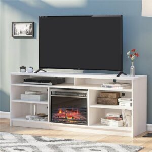 Ameriwood Home - Hendrix 65" TV Stand with Electric Fireplace - Ivory Oak