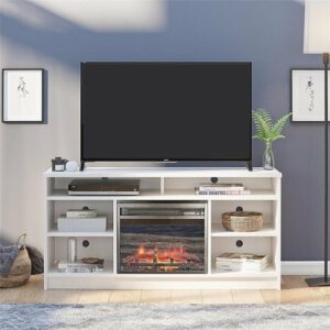 Ameriwood Home - Hendrix 55" TV Stand with Electric Fireplace - Ivory Oak