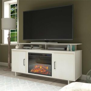 Ameriwood Home - Merritt Avenue Fireplace TV Console (74") - Ivory Oak