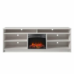 Ameriwood Home - Hendrix 75" TV Stand with Electric Fireplace - Ivory Oak