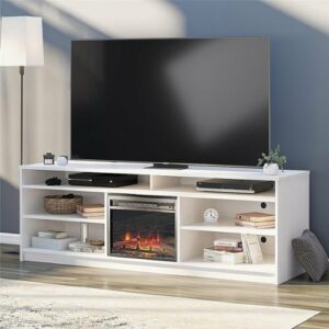 Ameriwood Home - Hendrix 75" TV Stand with Electric Fireplace - Ivory Oak