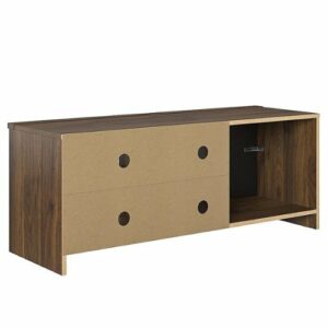 Ameriwood Home - Noble Asymmetrical 55“ TV Stand w/Fireplace - Walnut