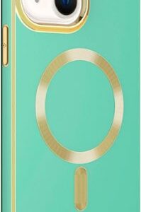 AMPD - Gold Bumper Soft Case with MagSafe for Apple iPhone 14 / iPhone 13 - Light Green