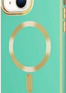 AMPD - Gold Bumper Soft Case with MagSafe for Apple iPhone 14 / iPhone 13 - Light Green