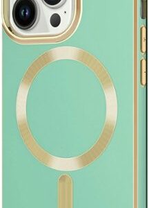 AMPD - Gold Bumper Soft Case with MagSafe for Apple iPhone 13 Pro Max / iPhone 12 Pro Max - Light Green