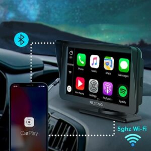 Rexing - W1 Carplay and Android Auto device w/ Back-up Camera - Black