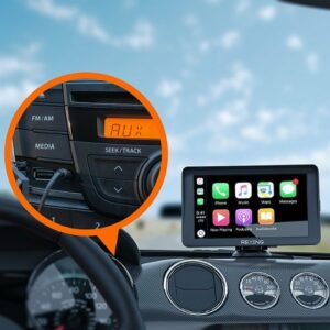 Rexing - W1 Carplay and Android Auto device w/ Back-up Camera - Black