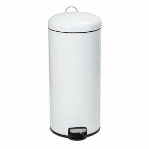 Honey-Can-Do - Retro Metal Kitchen Step Trash Can with Lid - White