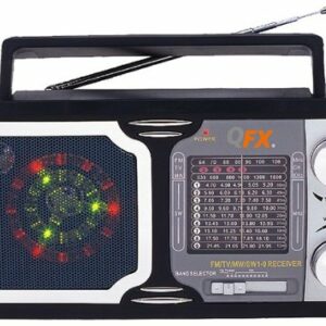 QFX - 12 Band Radio AM/FM/SW/TV Radio with LED Party Lights - Black