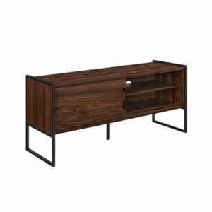 Walker Edison - Industrial Sliding-Door TV Stand for TVs up to 50” - Dark Walnut