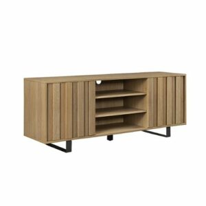 Walker Edison - Modern Paneled-Door TV Cabinet for TVs up to 65” - Coastal Oak