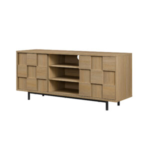 Walker Edison - Modern Checkered TV Cabinet for TVs up to 55” - Coastal Oak