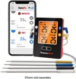 ThermoPro - Bluetooth 4 Probes Wireless Food Thermometer - Black/Red