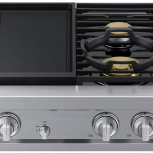 Dacor - Transitional 48" Built-In Gas Rangetop with 6 Burners and Griddle - Silver Stainless Steel