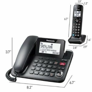 Panasonic - KX-TGF892B DECT 6.0 Expandable Corded/Cordless Phone System with Bluetooth Pairing for Wireless Headphones - Black