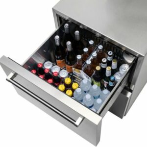 NewAir - 132-Can Built-in Commercial Grade Wine and Beverage Cooler with Dual Drawers - Stainless Steel