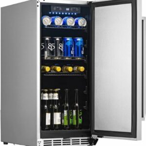 NewAir - 90-Can Built-In Commercial Grade Wine and Beverage Cooler with Weatherproof Design for Indoor or Outdoor Use - Stainless Steel