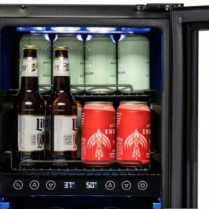 NewAir - 13-Bottle and 48-Can Built-in Dual Zone Beverage Cooler with SplitShelf - Black Stainless Steel