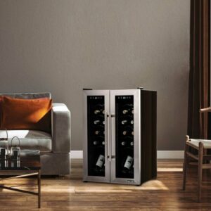 NewAir - 24-Bottle Dual Zone Wine Cooler with French Doors - Stainless Steel