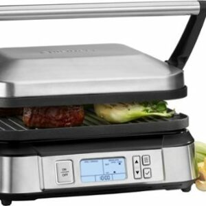 Cuisinart - Countertop Indoor Contact Griddler with Smoke-Less Mode GR-6SP1 - Stainless Steel