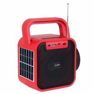 Jensen - Portable Bluetooth Rechargeable Speaker w/ Built-in Emergency USB Charging Port - Black/Red