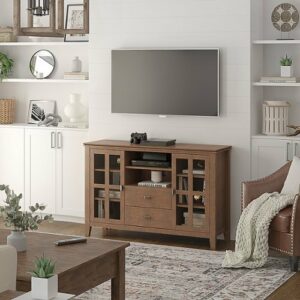 Simpli Home - Artisan Solid Wood Tall TV Media Stand For TVs up to 60 inches - Rustic Natural Aged Brown